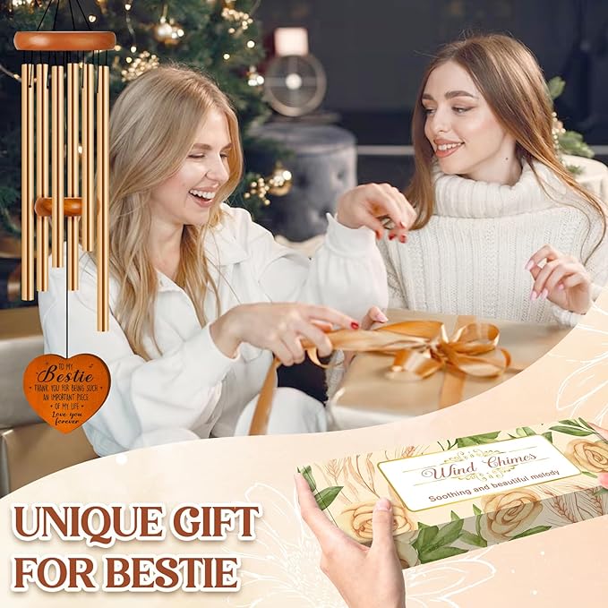 Bestie Gifts for Women, Friendship Gifts for Women, Best Friend Birthday Gift for Woman, Sister, Female Friends, Bestie Gift Wind Chimes for Anniversary, Christmas, Graduation, Thanksgiving, Leaving