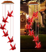 Cardinal Solar Wind Chimes for Outside, Cardinal Wind Chimes Gifts for Mom Grandma Women Wife Girls, IP65 Waterproof Hanging Memorial Red Bird LED Lights for Holiday Garden Yard Window Outdoor Decor