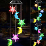 Solar Wind Chimes Outdoor Color Changing Lights, Gift for Women Mom Grandma Sister Best Gifts, Wind Chimes Unique Outdoor Garden Yard Decor (Star and Moon)