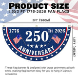 2PCS USA Anniversary 250th Flag, 1.5X3 FT Anniversary Fan Flags, Yard Signs Hanging Decor for Outdoor, Front Door, Porch, Welcome Backdrop with Brass Grommets (Style 5)