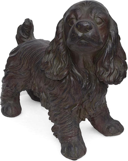 Josie Dog CAST SONE Garden Statue, Outdoor Cocker Spaniel Dog Garden Statue, Brown Finish, No Assembly Required