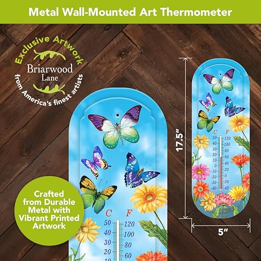 Briarwood Lane Fluttering Butterflies Metal Thermometer