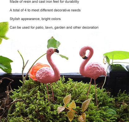 4 Pcs Pink Flamingo Garden Statues – Stylish and Vivid Lawn Decorations with Fine Details Suitable for Yards, Patios, and Gifts