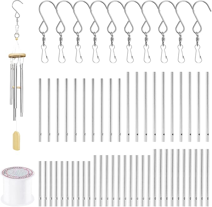 Swpeet 61pc Wind Chime Tubes & Wire Kit with Swivel Hooks, DIY Crafts Hanging Wind Chimes