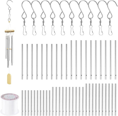 Swpeet 61pc Wind Chime Tubes & Wire Kit with Swivel Hooks, DIY Crafts Hanging Wind Chimes