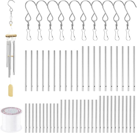 Swpeet 61pc Wind Chime Tubes & Wire Kit with Swivel Hooks, DIY Crafts Hanging Wind Chimes