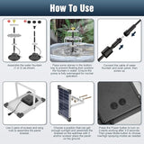 3-Tier Solar Fountain for Bird Bath, Solar Water Pump Waterfall Feature with Colorful Light 3 Nozzles 6W Solar Panel for Bird Bath, Yard Garden Decoration Garden, Outdoor Bird Feeder