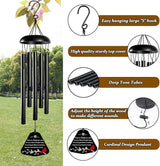 Memorial Wind Chimes,Sympathy Gift for Loss of Mother Father,30inch Sympathy Windchimes for Loss of Loved One,Cardinal Wind Chimes Outdoors Decor