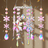Suncalla 3 Pcs Winter Snowflake Suncatchers Winter Crystal Sun Catchers Snow Flake Hanging Suncatcher Wind Chime with Chain Rainbow Indoor Outdoor Window Christmas Decor
