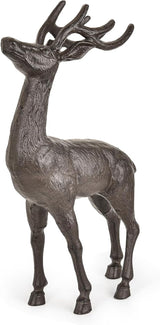 Sungmor 22" Tall Cast Iron Deer Statue - Indoor Outdoor Metal Deer Sculpture, Large & Heavy-Duty Wild Animal Landscaping Figurine, Rustic Garden Decor for Patio, Yard, Home (Dark Brown)