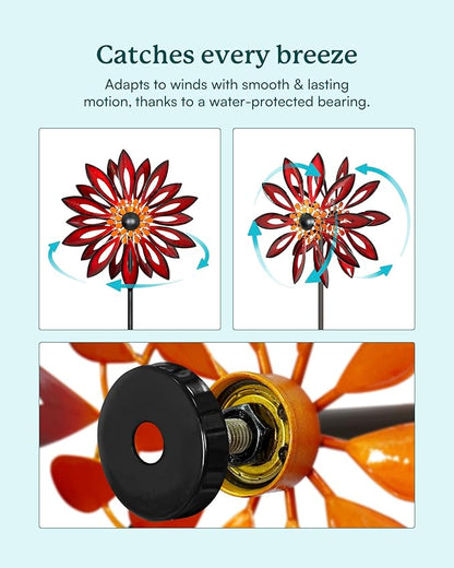 Metal Wind Spinners Outdoor - 83" Tall Wind Sculpture for Yard Garden with Ground Stake, Kinetic Yard Art Lawn Decor, Unique Gift for Garden Lover