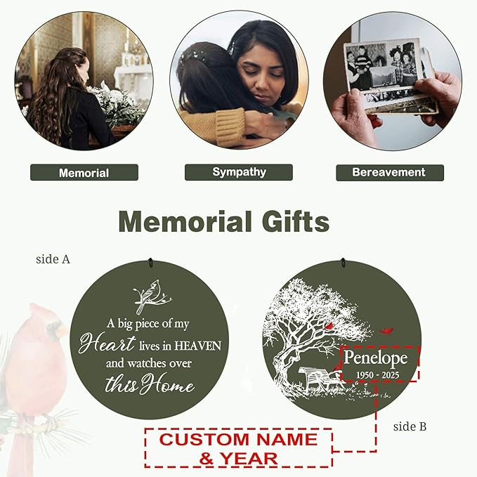 ASTARIN Personalized Wind Chimes Memorial, 30/36 in Cardinal Memorial Wind Chimes, Life Tree Custom Sympathy Gifts in Loving Memory of Mom/Dad, Wind Chime for Loss of Loved Ones(Produced in USA)