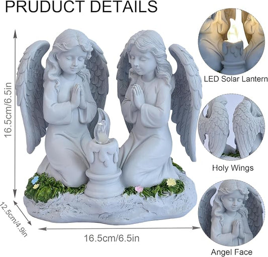 Solar Garden Angel Statue Praying Guardian Angel Statue Light for Outdoor Yard Decor, Resin Garden Sculpture, Weatherproof Statues for Angels Memorial Gifts for Women, Mom, Grandma
