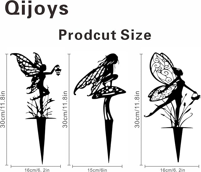 Fairy Garden Decor - 9-Piece Metal Garden Statue Deals for Outdoor, Yard & Lawn - Whimsical Iron Fairy Sculptures Set (11.8 Inch) (Nine Fairies)
