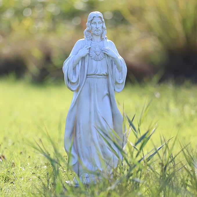 EROMMY 24.8'' Sacred Heart of Jesus Statue Hand-Painted Catholic Jesus Christ Figurine for Garden, Outdoor Yard, Patio, Lawn, Hallway, Religious Gift