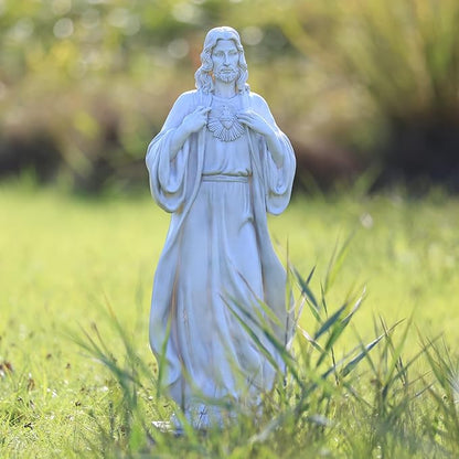 EROMMY 24.8'' Sacred Heart of Jesus Statue Hand-Painted Catholic Jesus Christ Figurine for Garden, Outdoor Yard, Patio, Lawn, Hallway, Religious Gift
