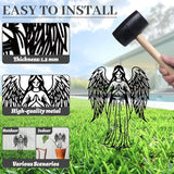 WADORN Angel Silhouette Garden Stakes Decor, Metal Angel Lovers Gifts Stakes Statues Ornaments for Yard Art Black Silhouette Yard Outside Decor for Backyard Lawn Patio Outdoor Decor, 15x8.3Inch