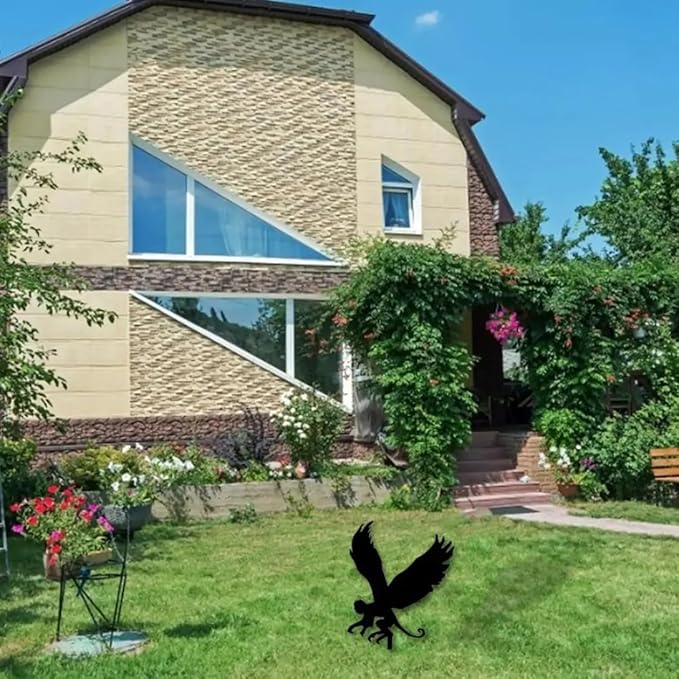 Black Flying Monkey Metal Garden Ground Insert Decorations Cute Tree Decorative Outdoor Statues Garden Metal Animal Statues