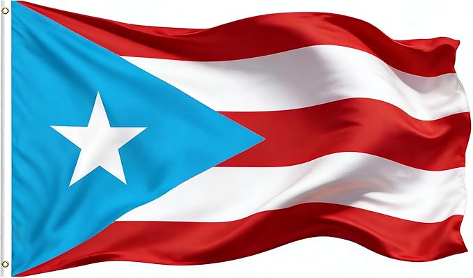 3x5 Feet Light Blue Puerto Rico Flag Tapestry Puerto Rican National Flags with 2 Brass Grommets for Indoor Outdoor Yard House Garden Decor Vivid Color Durable Polyester