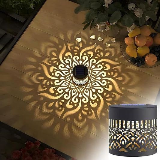 Solar Mandala Fence Lights, Decorative Solar Mandala Lights, Waterproof LED Decorative Lighting for Garden Post Patio Backyard Yard Art Decor