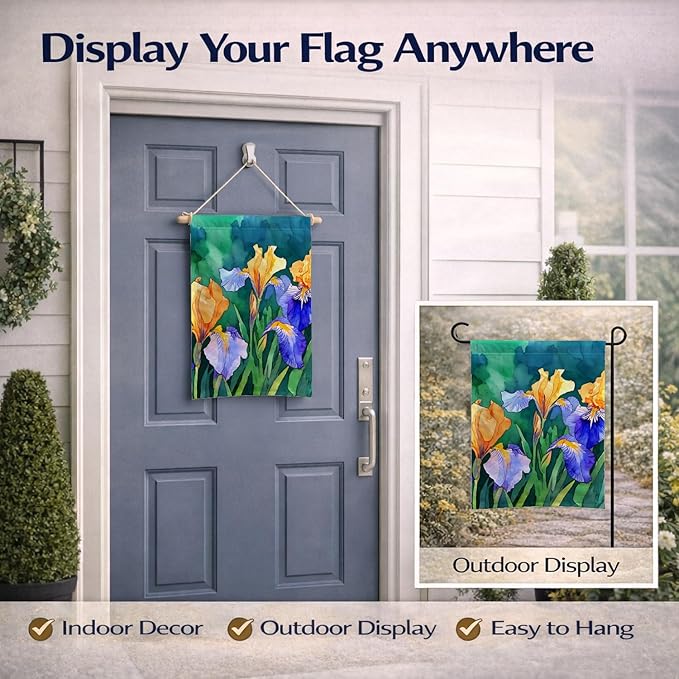 Caroline's Treasures Tennessee Iris in Watercolor Garden Flag Mailbox Flag Decorative Yard Flag Banner Outside Patio Artwork Yard Flower Beds, Garden Size, Multicolor