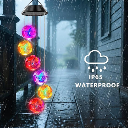 Solar Wind Chimes for Outside,Color Changing Colorful Rose Ball Solar Hanging Lights Outdoor,Waterproof Outdoor Solar Powered Lights for Garden Patio Yard Home,Gifts for Mom