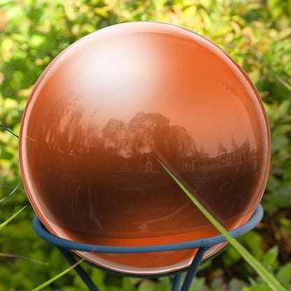 uxcell Gazing Ball 3 Inch 76mm Reflective Sphere Polished Hollow Ball, Stainless Steel Gazing Globe Mirror Ball for Home Garden Outdoor Decoration, Orange
