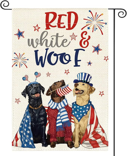 AVOIN colorlife Patriotic 4th of July Dogs Garden Flag 12x18 Inch Double Sided, Memorial Day Independence Day American Stars and Stripes Yard Outdoor Decoration