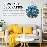 7.87" Blue Hydrangea Flower Suncatcher Stained Glass Window Hanging Room Decor,Sun Catchers Indoor Window Glass Round Panel Wall Decor, Floral Wall Art Hanging Decorations Statues