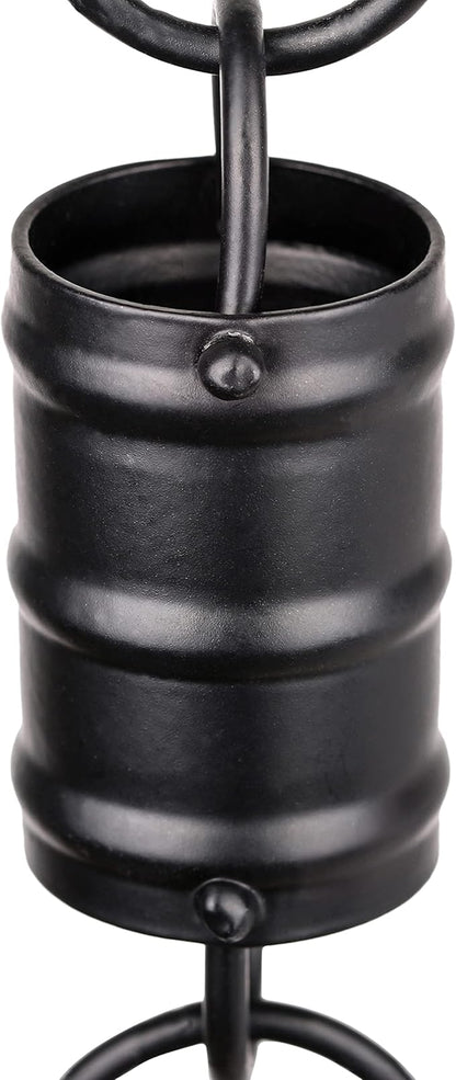 RainChains Pacific Tri-Stripe Rain Chain 8.5ft Black Aluminum Rain Chains for Gutters Decorative Gutter Chain Downspout.