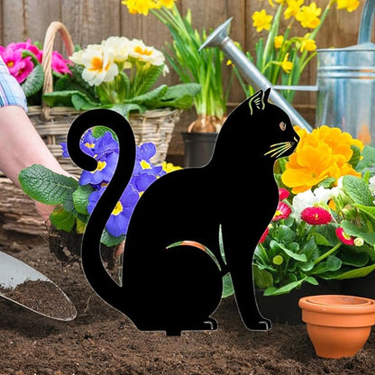 awakentti Yard Ornaments, Garden Outdoor Statues Animal Stakes, Metal Black Cat Stake Garden Garden Statue, Garden Stakes Decorative for Yard Decor and Lawn Ornaments (A)