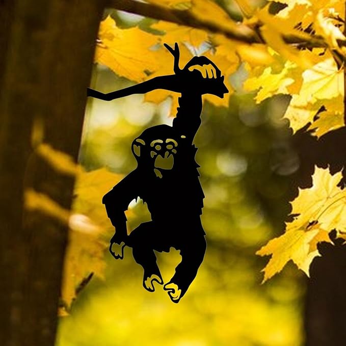 Monkey Statue Yard Silhouette Branch Decor Hanging Tree Art Monkey Ornament Garden Art Decoration for Patio Outdoor Backyard