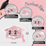 Chunful 12 Pack Graduation Yard Signs Grad Decoration 2026 Happy Graduate Lawn Garden Sign with Stake Congrats Outdoor Plastic Cap Hanging Ornament for Class Pathway Walkway Porch Party(Pink White)