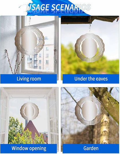 Stainless Steel Wind Spinner for Yard Garden Decoration, Cappuccino Color Gradient Round Wind Sculpture Spinner 3D Crafts Hanging Ornaments for Indoor Outdoor, 8 Inch