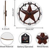 Round Farmhouse Wall Clock Western Texas Star Rustic Style Wood Clock Silent Non-Ticking Battery Operated Easy to Read Antique Wall Art Time Clock for Living Room Bathroom Bathroom 10 Inch