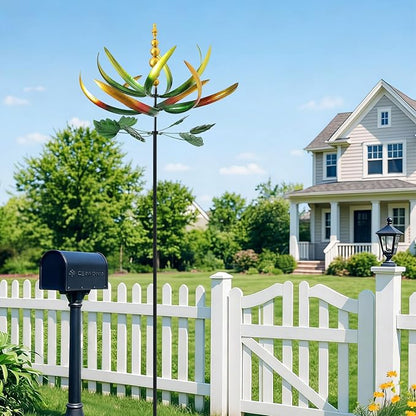 Wind Spinners for Yard and Garden, Wind Spinners Outdoor Large Metal, 80 inch Kinetic Wind Sculptures, Yard Decorations Outdoor (Yellow Green)