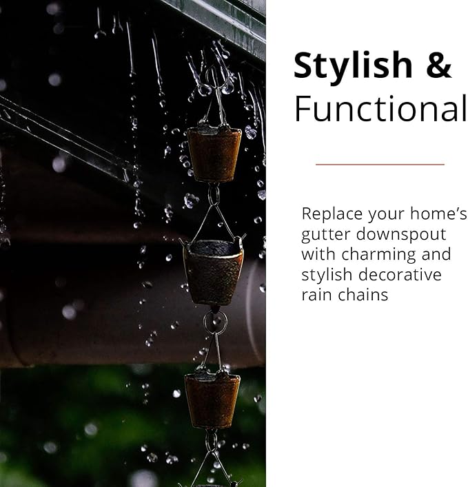 NACH js-RNC009 Bucket Cast Iron Rain Chain, 96"