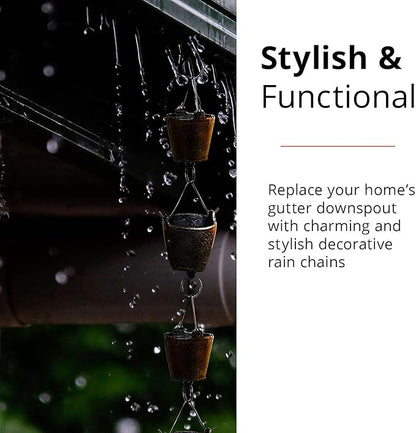 NACH js-RNC009 Bucket Cast Iron Rain Chain, 96"