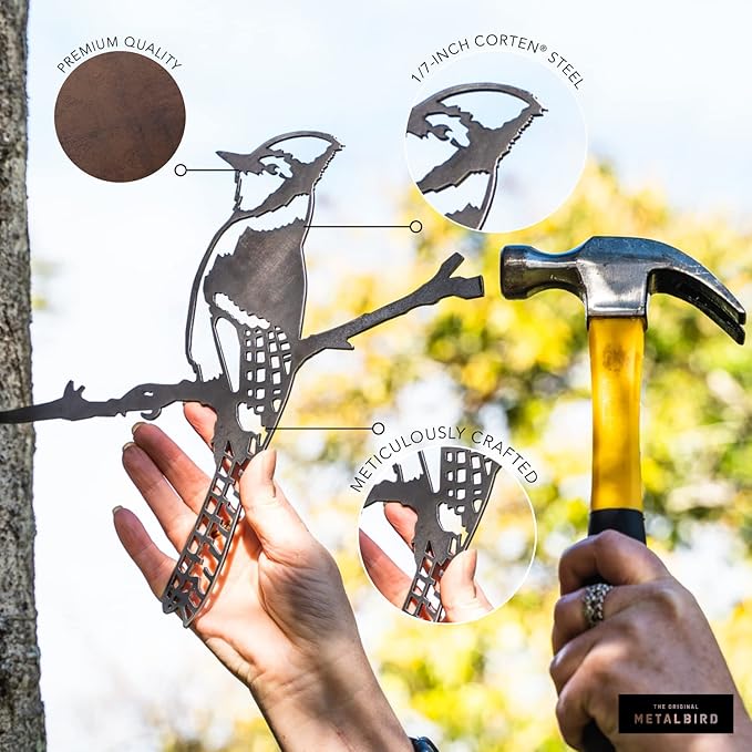 METALBIRD - Pair of Swallows - Outdoor Tree Ornaments in Corten Steel - Metal Art Proudly Made in The USA