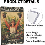 Retro Tin Sign Plant a Garden, Play Until Cleaning Urges Pass. Funny Wall Art Decor for Hippie, Boho, or Garden-Themed Spaces. Perfect Bathroom, Dining Room or Garden Gift. 8x12 Inches