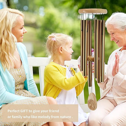 Astarin Windchimes Outdoors with Engraved Lifetree, 30 Inch Memorial Wind Chime for Outside, Sympathy Wind Chime for Loved One, Outdoor Wind Chimes for Mother, Bronze Wind Chimes.
