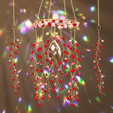 Suncalla 3 Pcs Crystal Suncatcher for Window Hanging Christmas Red Berry Crystal Sun Catcher Indoor Window Glass Wind Chimes Home Garden Decor Making Rainbow Xmas Gifts