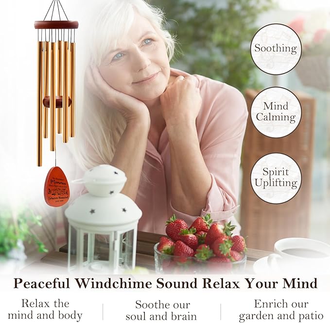 Memorial Wind Chimes for Loss of Mother Father - Sympathy Gifts for Loss of Loved One - in Memory of Mom Dad Gifts - Bereavement Gift Idea, Remembrance Wind Chimes, 25.5"