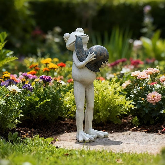 Frog Snail Garden Statue Outdoor – Resin Decor Figurine for Yard Desk Frog Gifts for Women Figurines Pathway Outdoor Front Yard Decorations Outdoor 12 * 5 * 4
