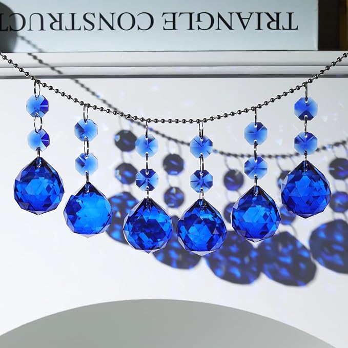 Pack of 10 Blue Crystal Ball Prism 30mm Suncatcher Chandelier Prisms Part Decor Rainbow Maker