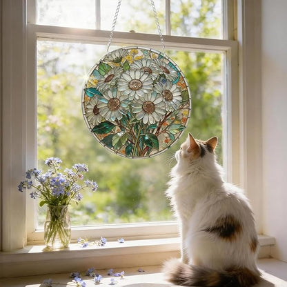 Window Hanging Flower Suncatcher Ornament, Home Garden Decor, Indoor Window Wall Art, Flower Decor Gifts for Women Mom Teacher, Wedding Birthday Christmas Celebration Gifts