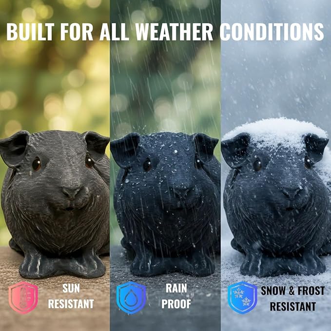 OLOMA Concrete Guinea Pig Animal Ornament Heavy Garden Sculpture with Protective Resin Finish Durable All Season Outdoor Indoor Accent for Landscape for Porch Patio Walkway Display