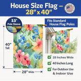 Caroline's Treasures Alaska Forget-me-nots in Watercolor House Flag Large Porch Sleeve Pole Decorative Outside Yard Banner Artwork Wall Hanging, Polyester, House Size, Multicolor