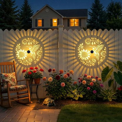 Gardsee Solar Fence Lights Outdoor 2 Pack Deck Step Wall Lights Butterfly Metal Waterproof LED Warm Yellow Light for Garden Post Patio Backyard Yard Decor (Black 2)
