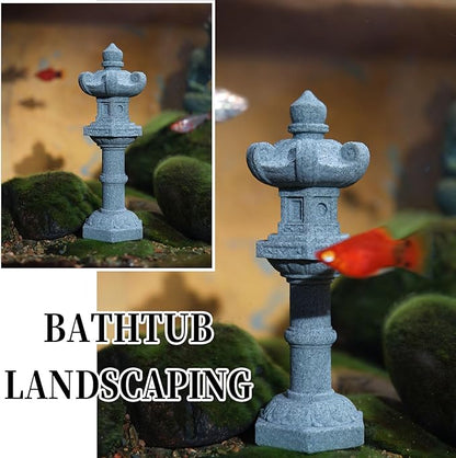 Saihisday 6pcs Miniature Asian Decor, Japanese Lantern Style, Chinese Pagoda Statue for Fish Tank Aquarium Ornament Decor Bonsai Micro Rockery Landscape Kit